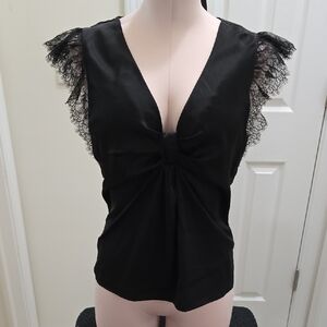 Express Black Lace Accent Women's Blouse